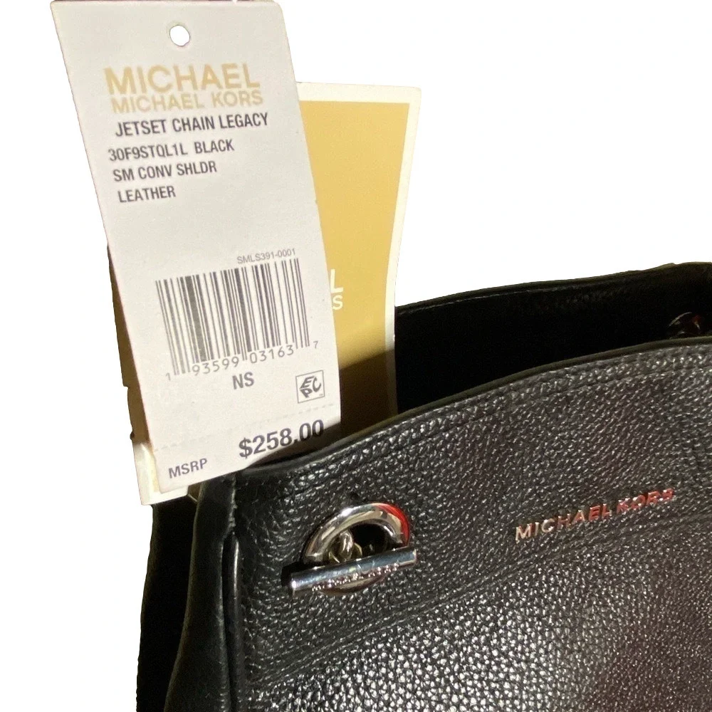 Michael Kors Pebbled Leather Chain Bag Black